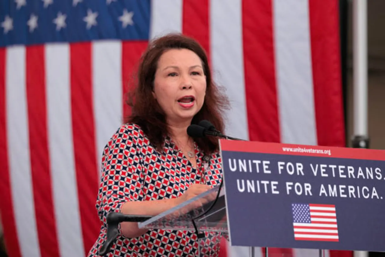 Tammy Duckworth speaking at rally
