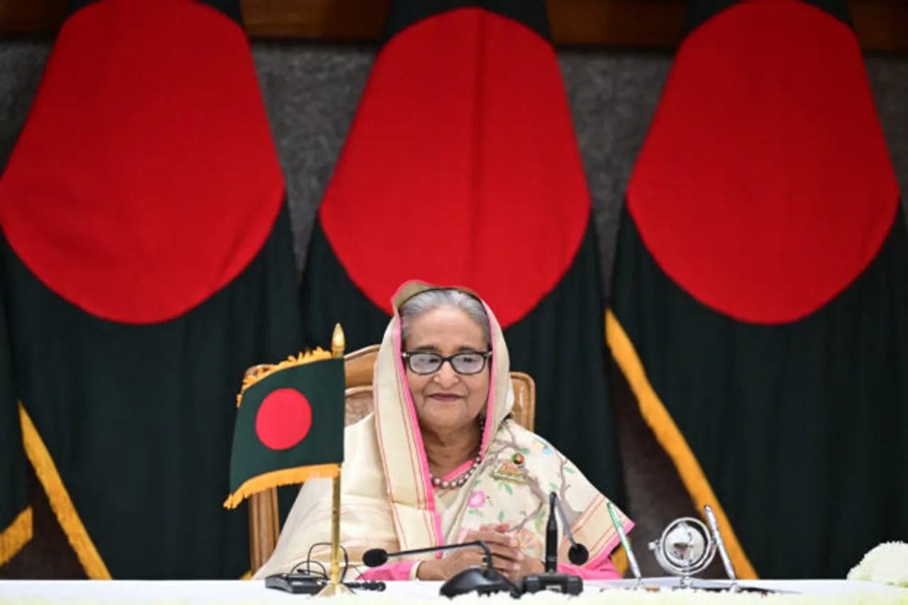Bangladesh Prime Minister Sheikh Hasina at bilateral agreement signing ceremony