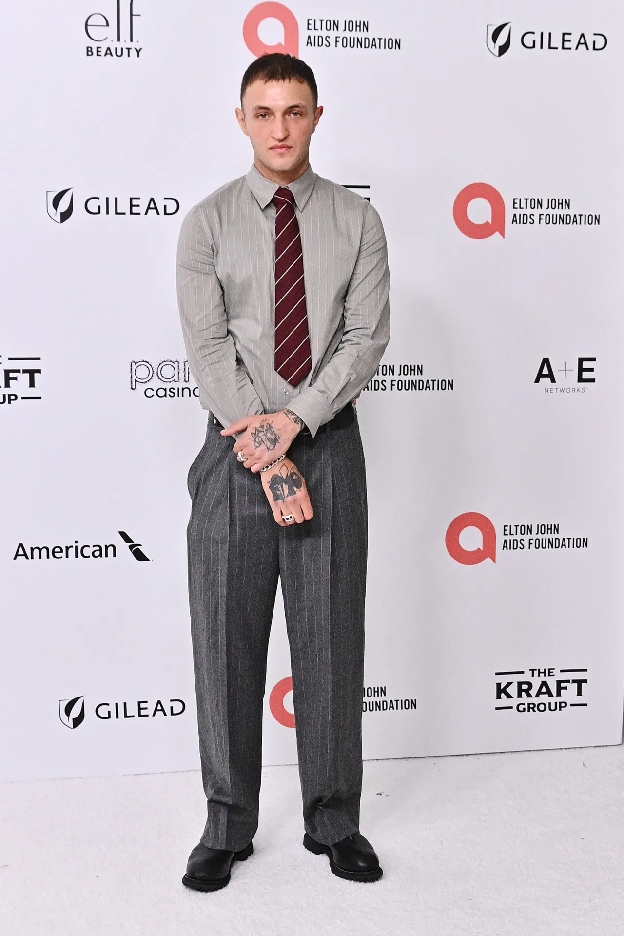 WEST HOLLYWOOD, CALIFORNIA - MARCH 02: Anwar Hadid attends Elton John AIDS Foundation's 33rd Annual Academy Awards Viewing Party on March 02, 2025 in West Hollywood, California. (Photo by Jerod Harris/Getty Images)