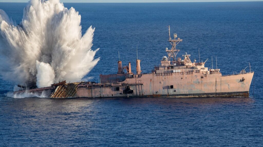 USS Juneau Sinks During Japanese Torpedo Target Exercise