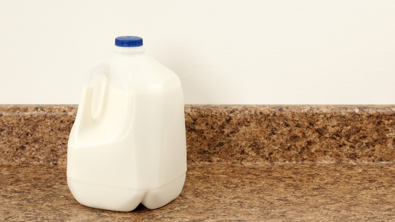 gallon of milk left on counter
