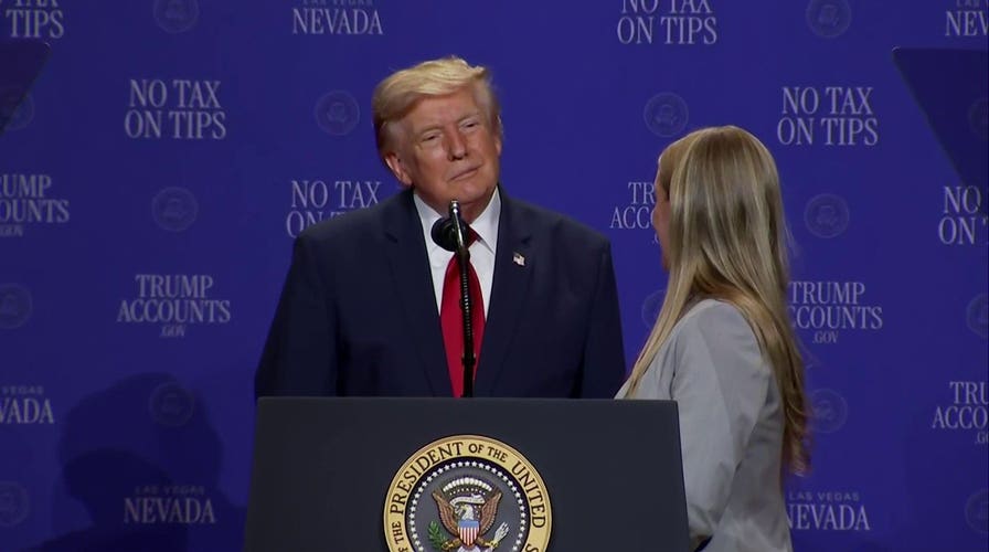 Trump Halts Toddler On Nevada Stage, Jokes About Biden Fall
