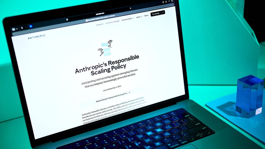 Laptop displaying the Anthropic website