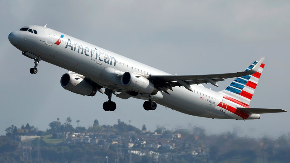 American Airlines plane departs Los Angeles